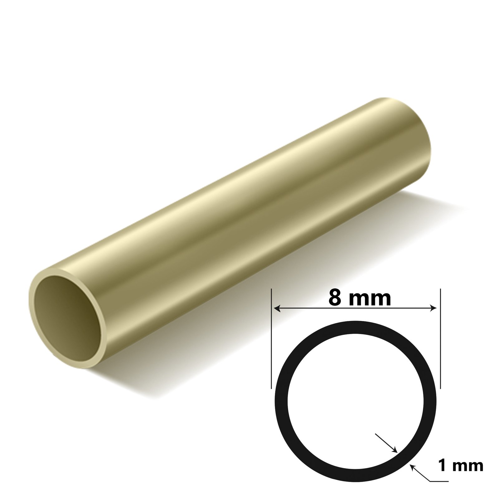 Pirinç Boru Profili Dış Çap 8 mm Et Kalınlığı 1 mm