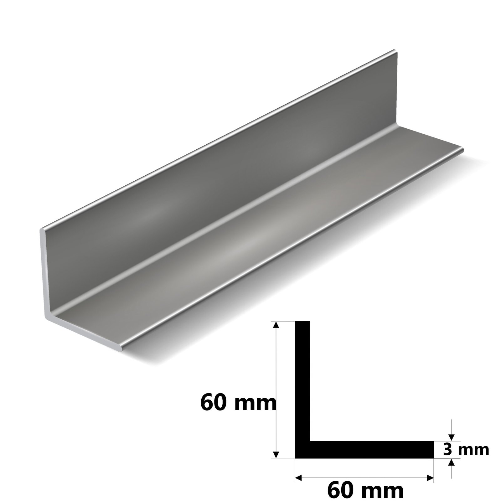 Alüminyum Köşebent 60x60x3 mm