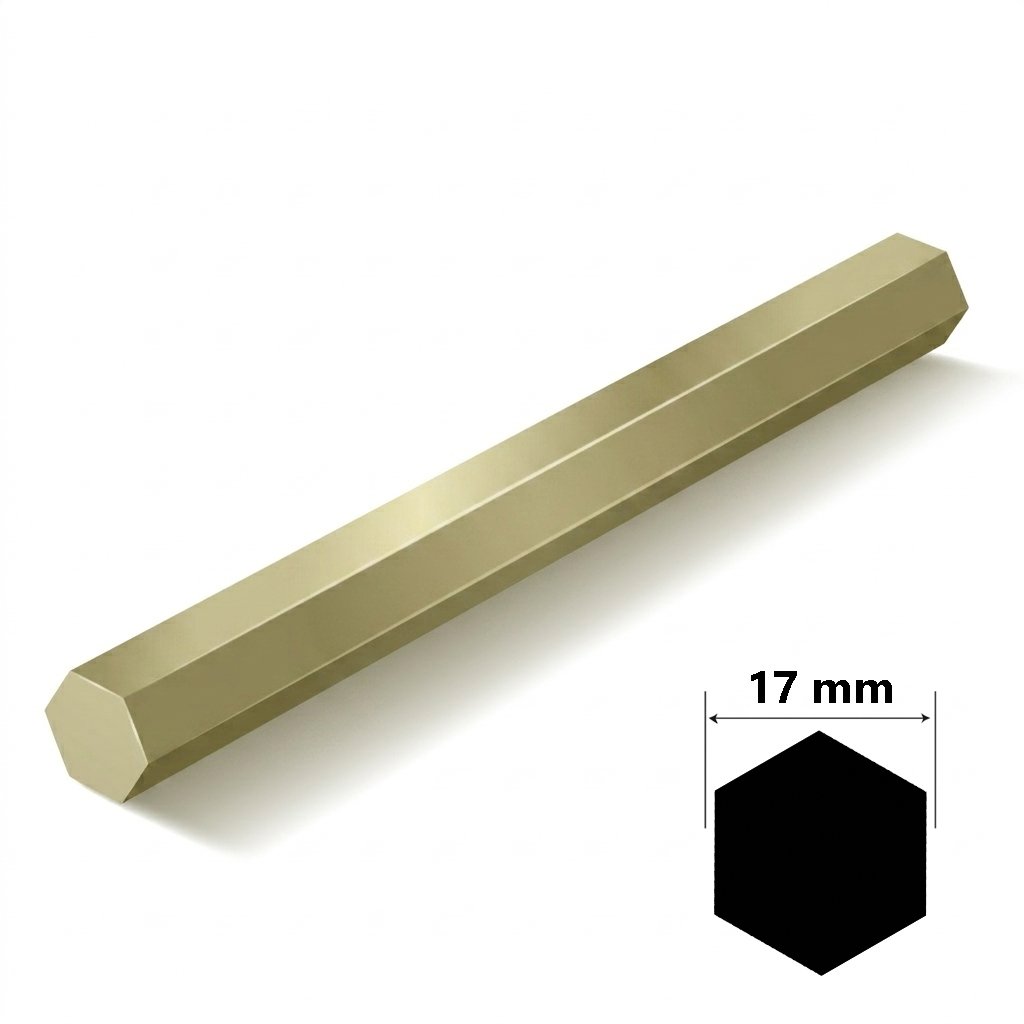 Pirinç Altıköşe / Altıgen Çubuk 17mm