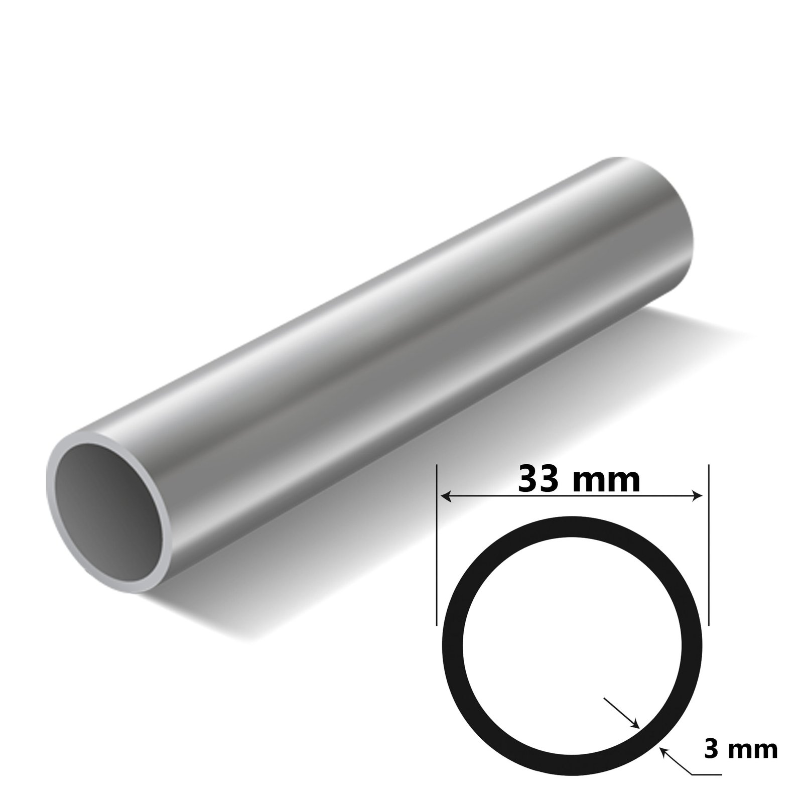 Alüminyum Boru Profili Dış Çap 33 mm Et Kalınlığı 3 mm